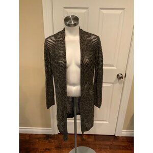 Eileen Fisher Gray & Silver Open Front Cardigan, Size Small